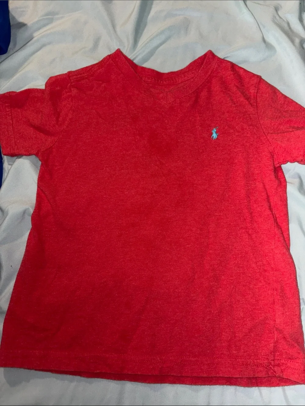 3/$20! Boys 4t-5t polo v neck tee Ralph Lauren Red Tee with Light Blue Pony